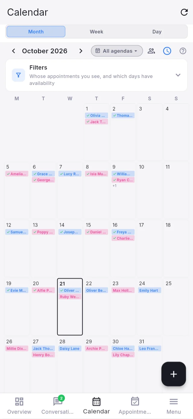 Inkconscious Studio calendar on iPhone